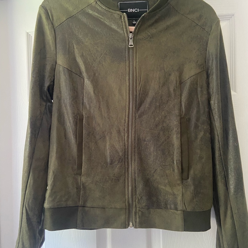 BNCI Olive Suede-Effect Bomber Jacket